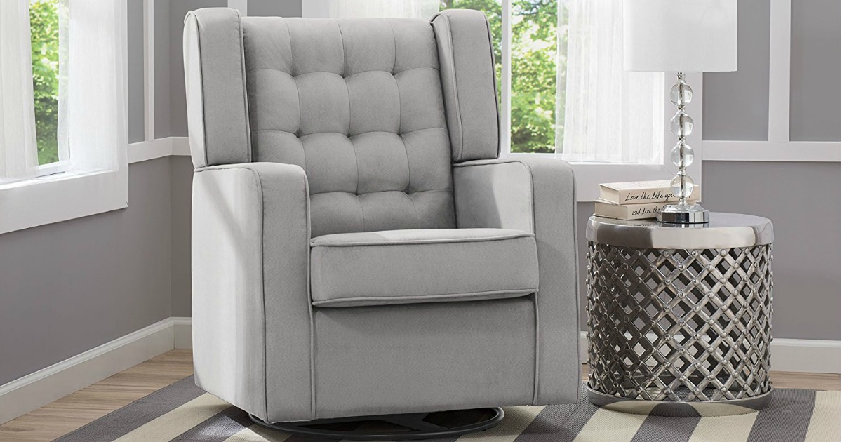 Delta children upholstered swivel glider online chair