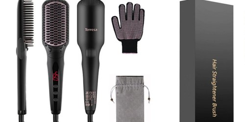Amazon: Terresa Ceramic Hair Straightening Brush w/ Glove Only $19.99 Shipped