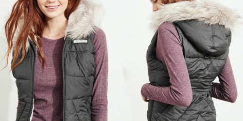 Hollister Women’s Hooded Puffer Vests or Down Jackets Only $39 (Regularly $80)