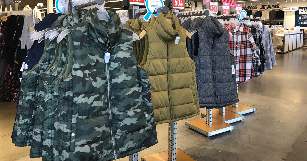 in store image of old navy frost free vests