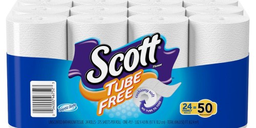 Amazon: Scott Tube Free Toilet Paper 24-Count Family Size Rolls Only $9.79 Shipped
