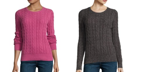 JCPenney.com: St. John’s Bay Women’s Cable Sweaters Only $9.74 (Great Reviews)