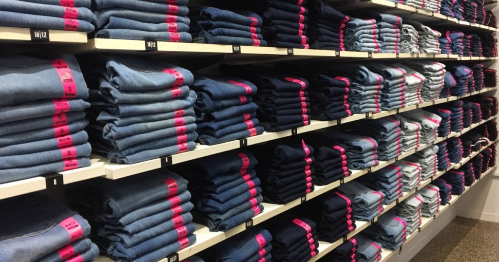 the childrens place denim jeans on in store shelves