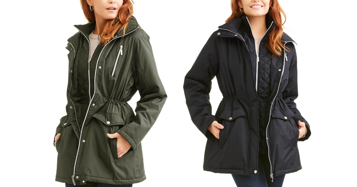 faded glory women's hooded twill anorak jacket