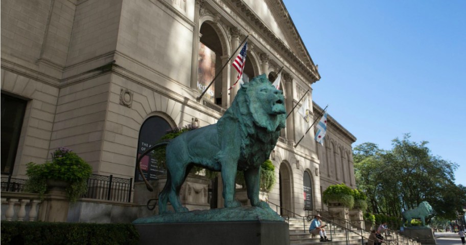 statue of lion outside of museum