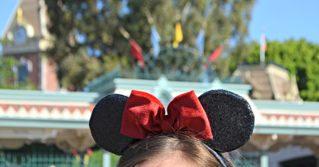 Girls head with Disney ears hat on