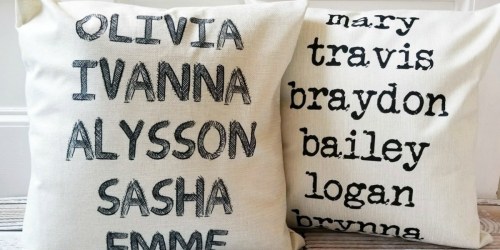 Custom Farmhouse Style Pillow Covers Only $13.99 Each (Personalize w/ Up to SIX Names)
