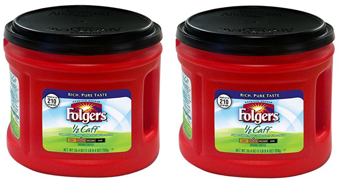 Amazon Folgers Half Caff Ground Coffee 25oz Container Only 341 Add 