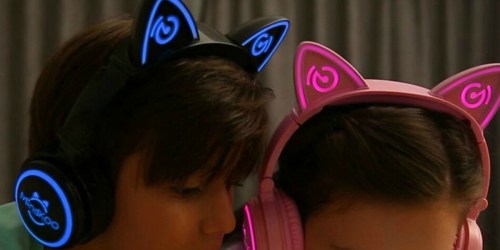 Amazon: Kids LED Light Up Bluetooth Wireless MindKoo Cat Ear Headphones Just $23 Shipped