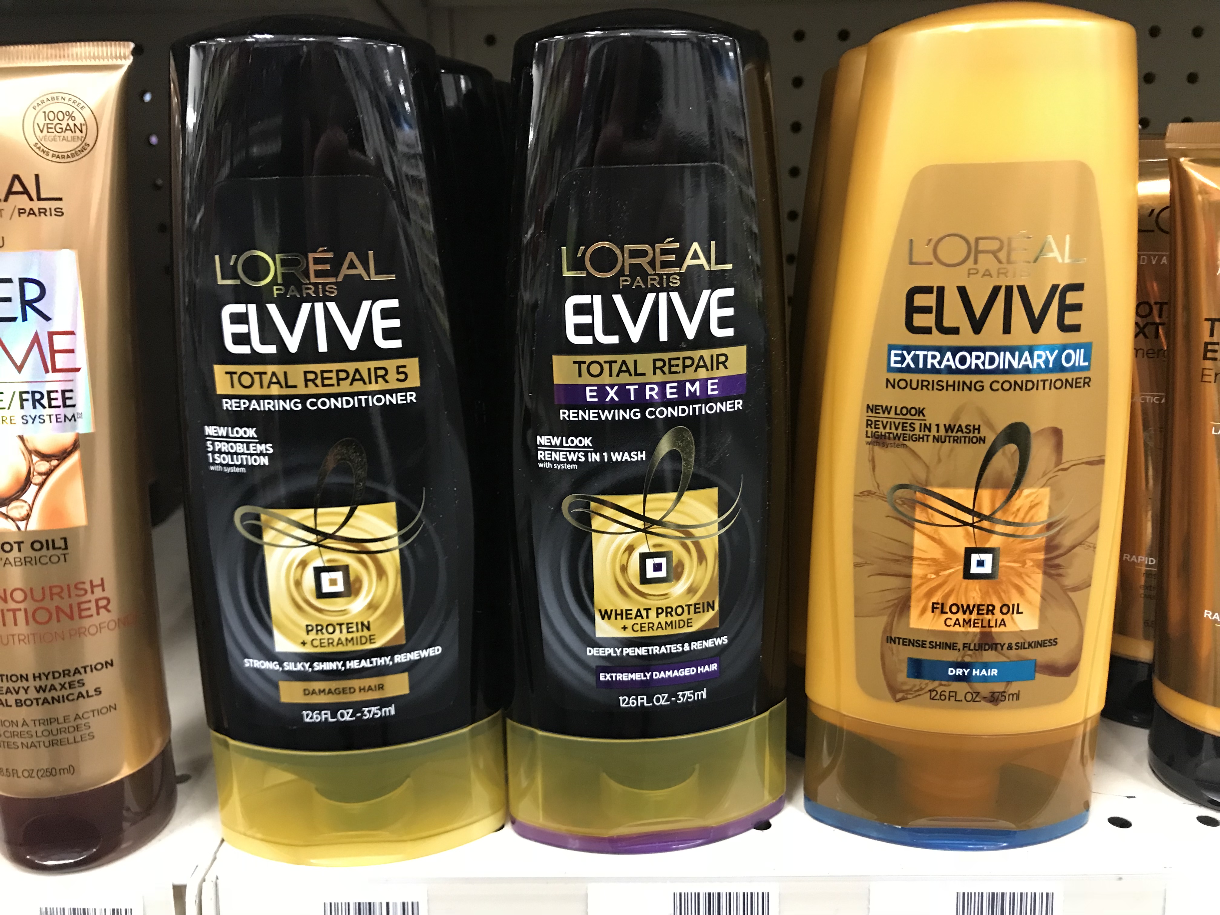 l'oreal elvive conditioners on store shelf