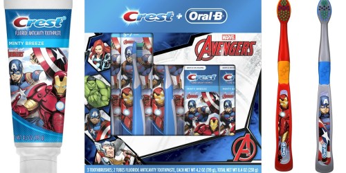 Three Oral-B Avengers Toothbrushes & Two Crest Toothpastes Just $4.72 (Ships w/ $25 Amazon Order)