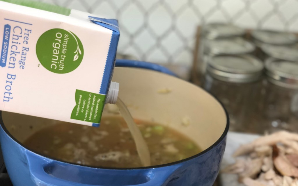 pouring broth