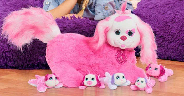 pink and white stuffed puppy