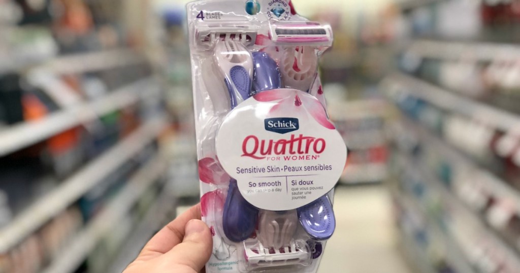 woman hand holding schick quattro for women 4 pack in target