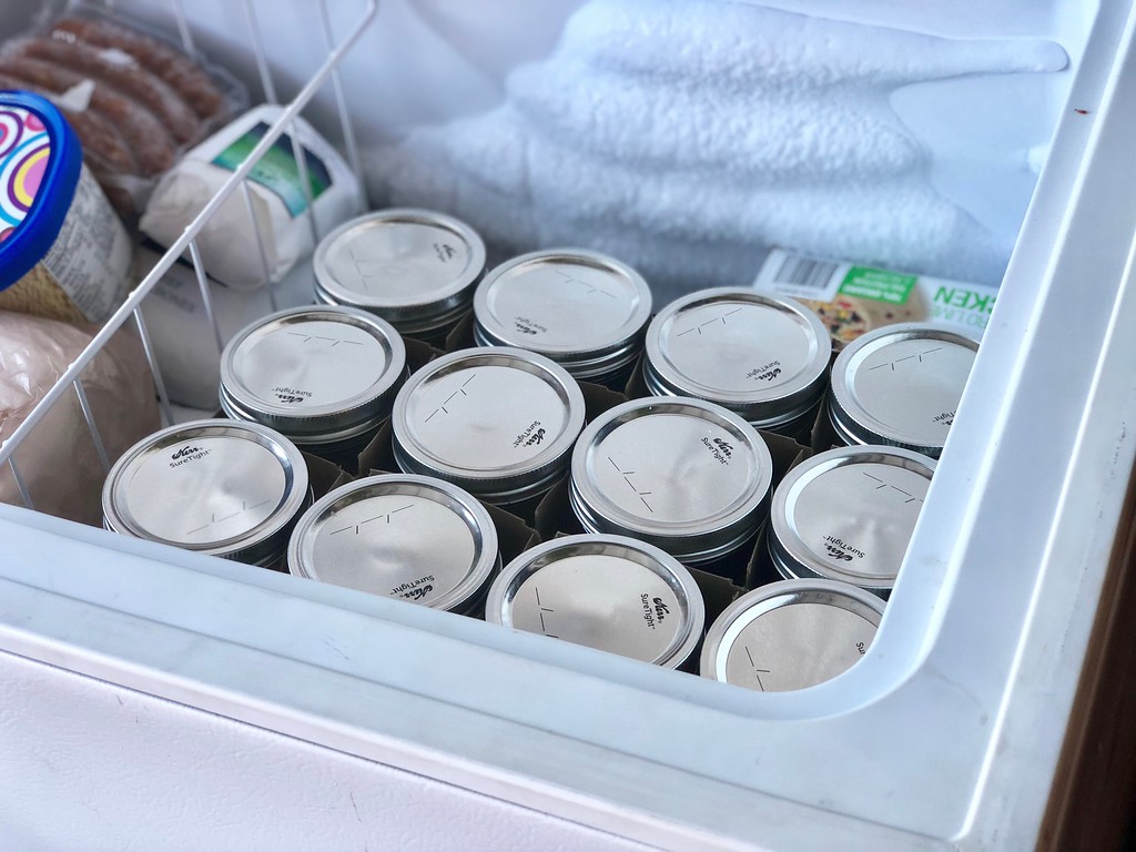 mason jars in freezer