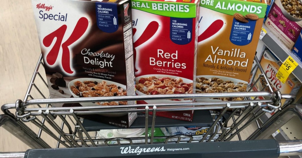 three special k cereals in basket