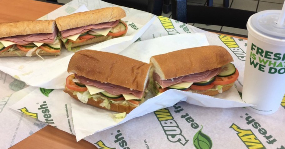 two Subway sandwiches