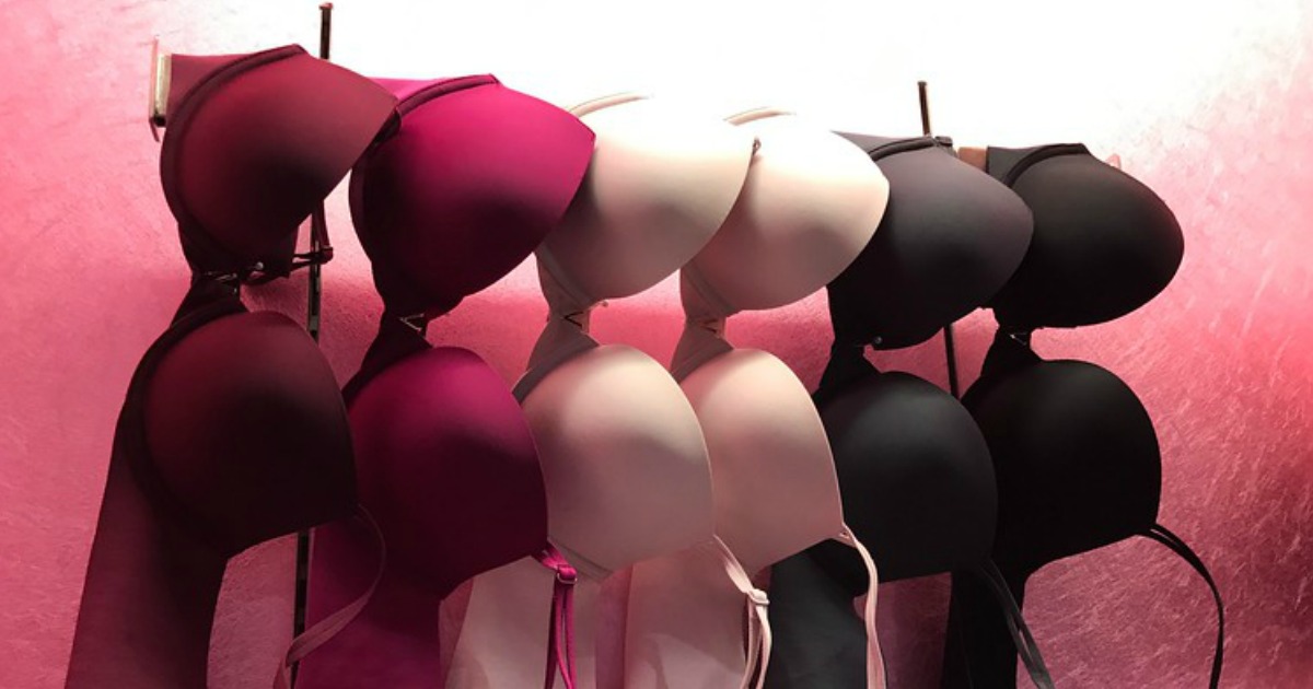 various bras hanging in store