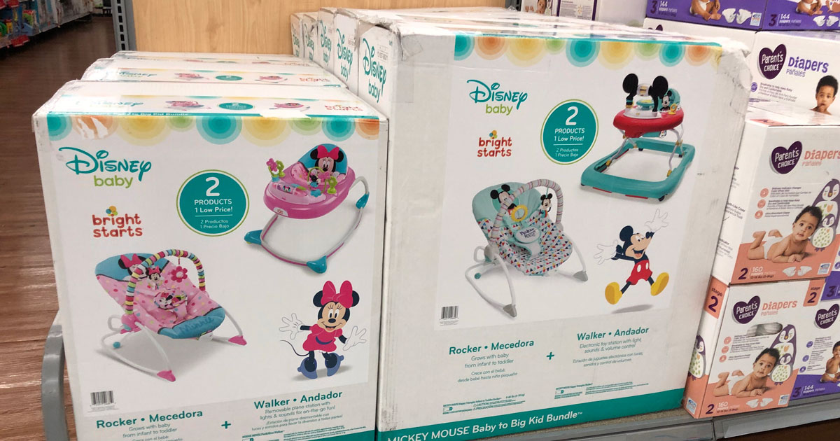 Walmart: Disney Mickey or Minnie Bright Starts Rocker AND Walker Bundle  Only $39 Shipped • Hip2Save