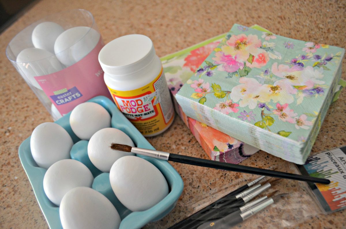 supplies for diy decoupage easter eggs