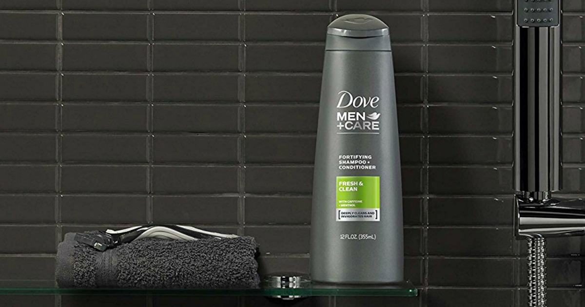 in shower picture of dove men+care shampoo