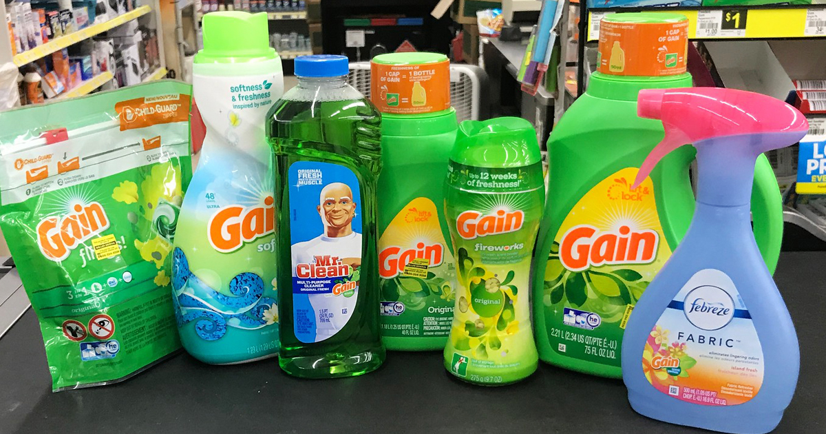 gain coupons from dollar general are good on products like these: Mr. Clean, Swiffer, and Febreze.