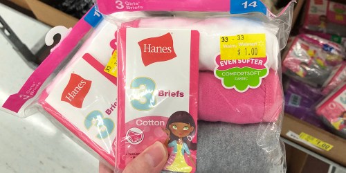 Hanes Girls Underwear 3-Count Packs Possibly ONLY $1 at Walmart & More