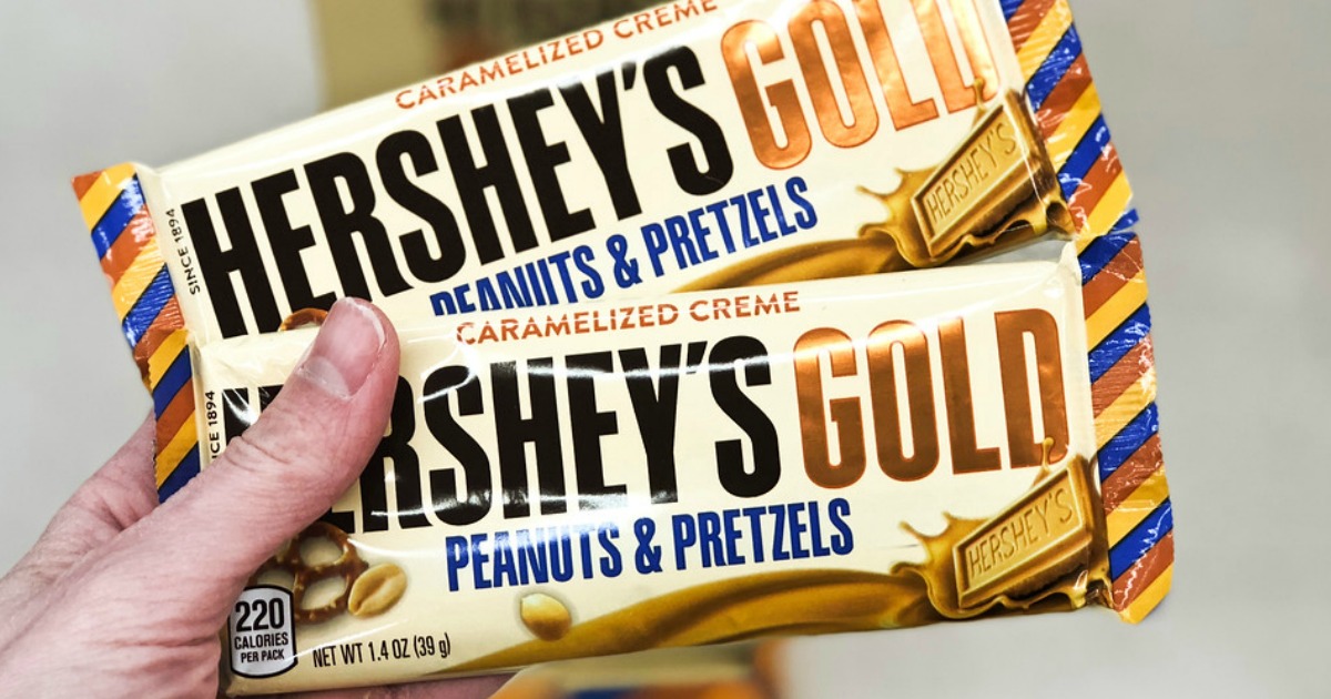 Hershey's Gold, Peanuts and Pretzels Candy Bar, 1.4 Oz 