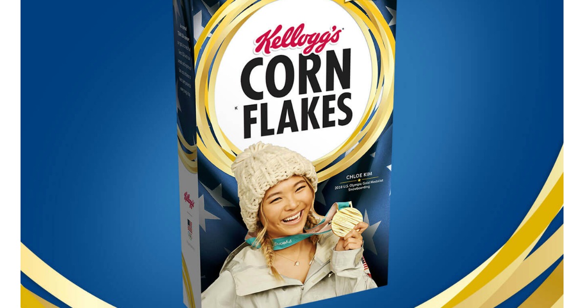 Free Kelloggs Corn Flakes Gold Medal Chloe Kim Edition Cereal Box