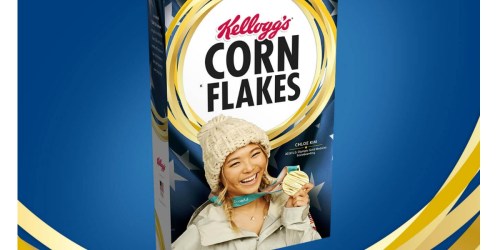 FREE Kellogg’s Corn Flakes Gold Medal Chloe Kim Edition Cereal Box