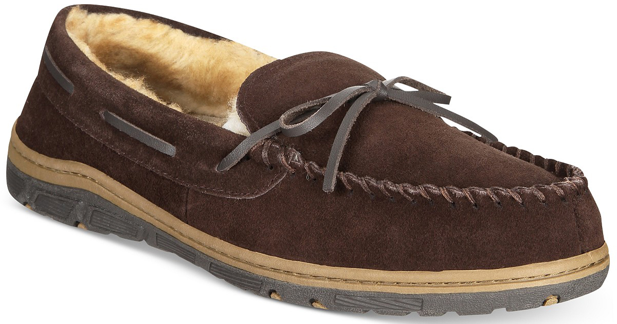 mens shearling lined slippers