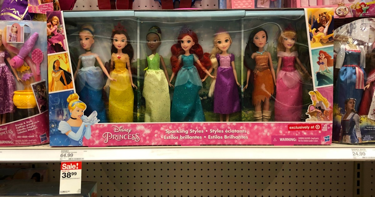 Disney princess sparkling styles cheap set of 7 dolls