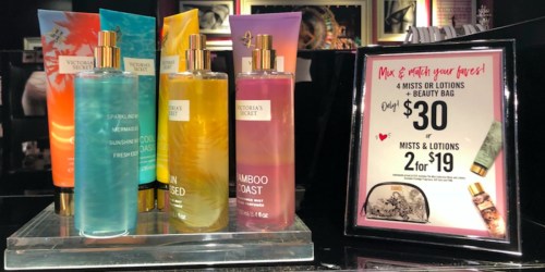 FOUR Victoria’s Secret Lotions or Mists + Beauty Bag ONLY $30