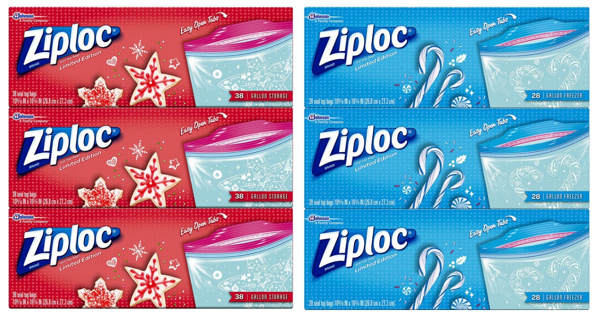 Ziploc Limited Edition Holiday Freezer Bags Quart 38 ct 