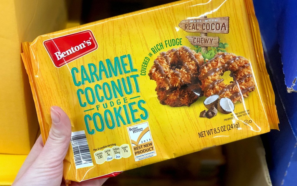 benton caramel chocolate cookies at aldi are just like the girl scout samoas