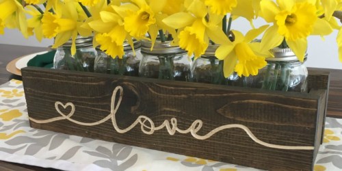 Engraved Solid Wood Mason Jar Centerpiece ONLY $32.98 Shipped – Awesome Reviews