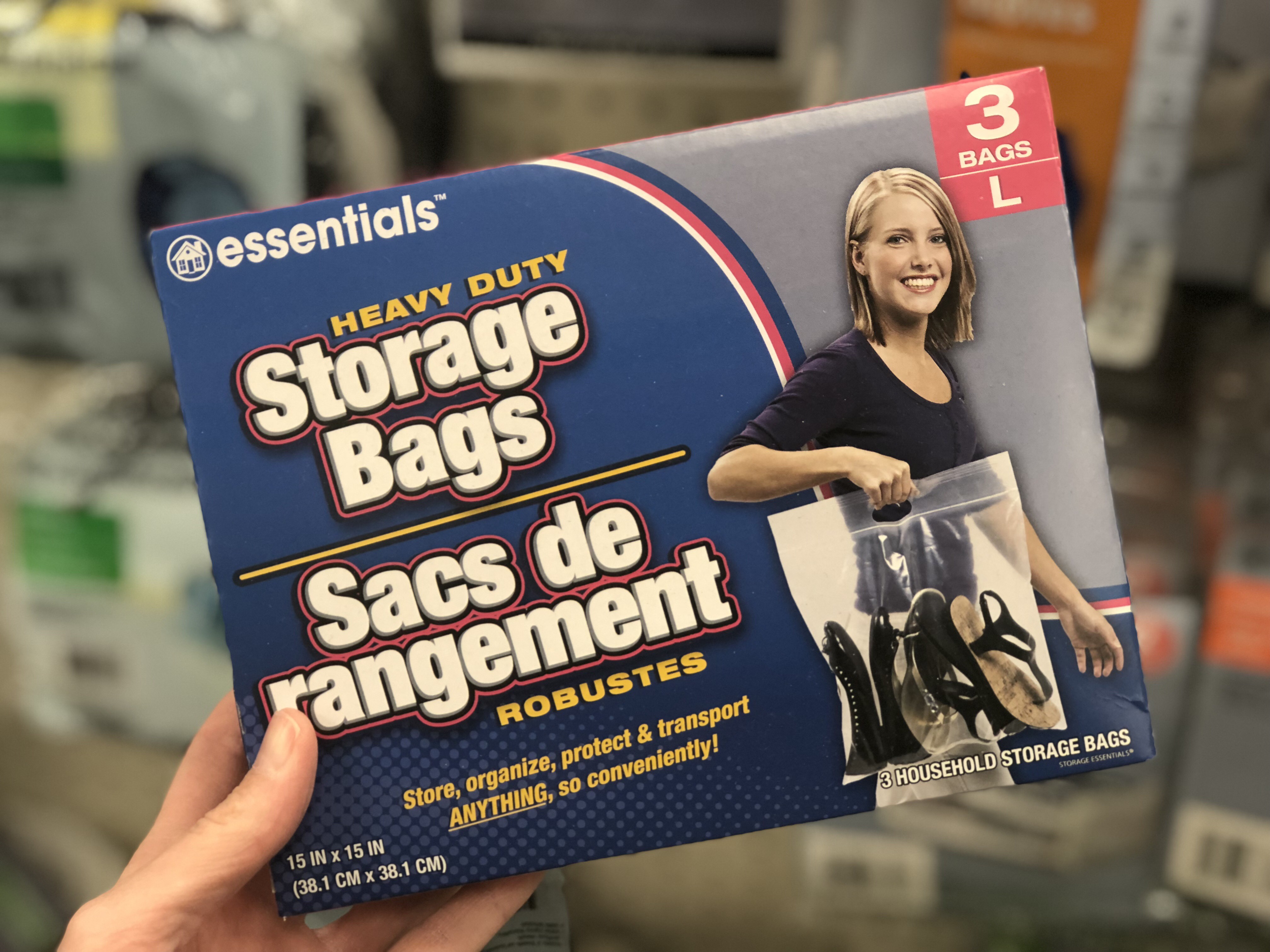 ESSENTIALS HEAVY DUTY STORAGE BAGS WITH HANDLE LOT OF 3PACKS 2 XL BAGS EACH 