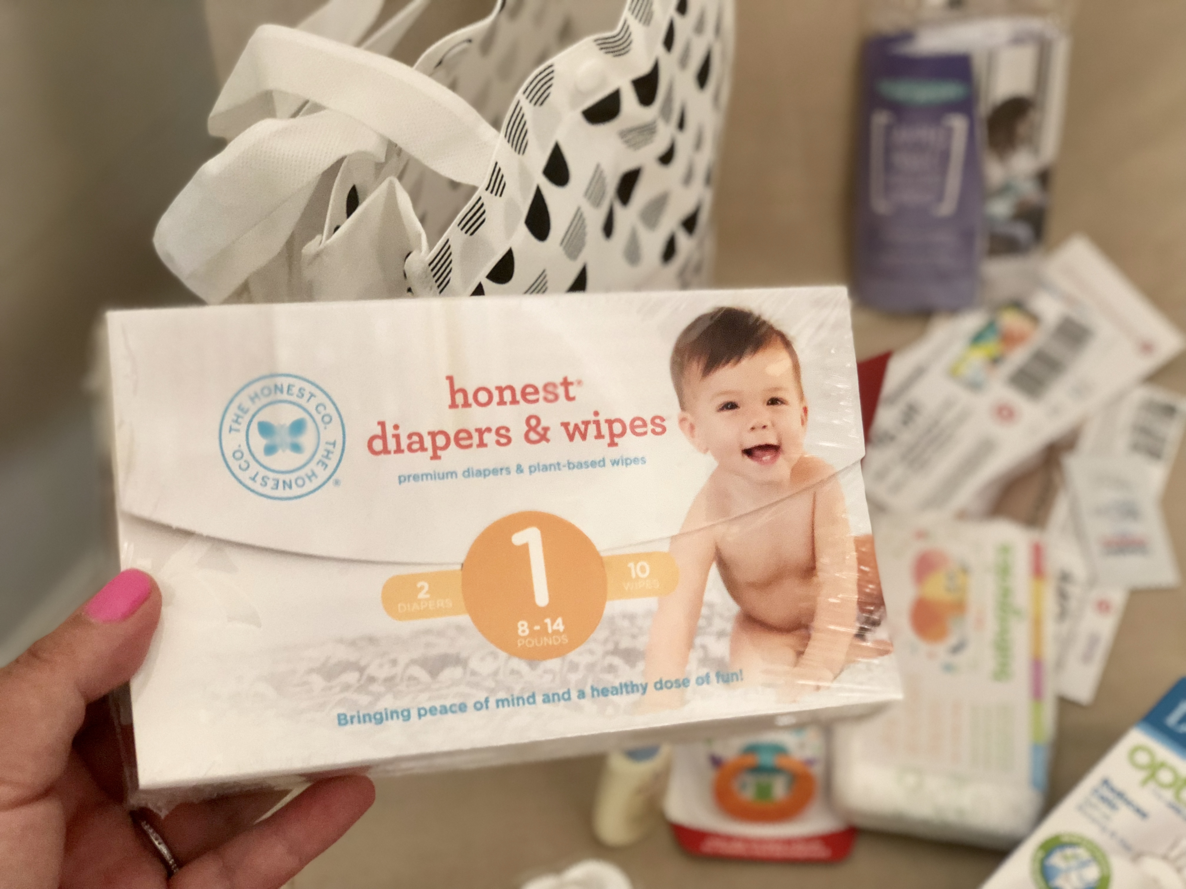 target baby registry bag with free gift coupons and samples - usually includes a wipes sample