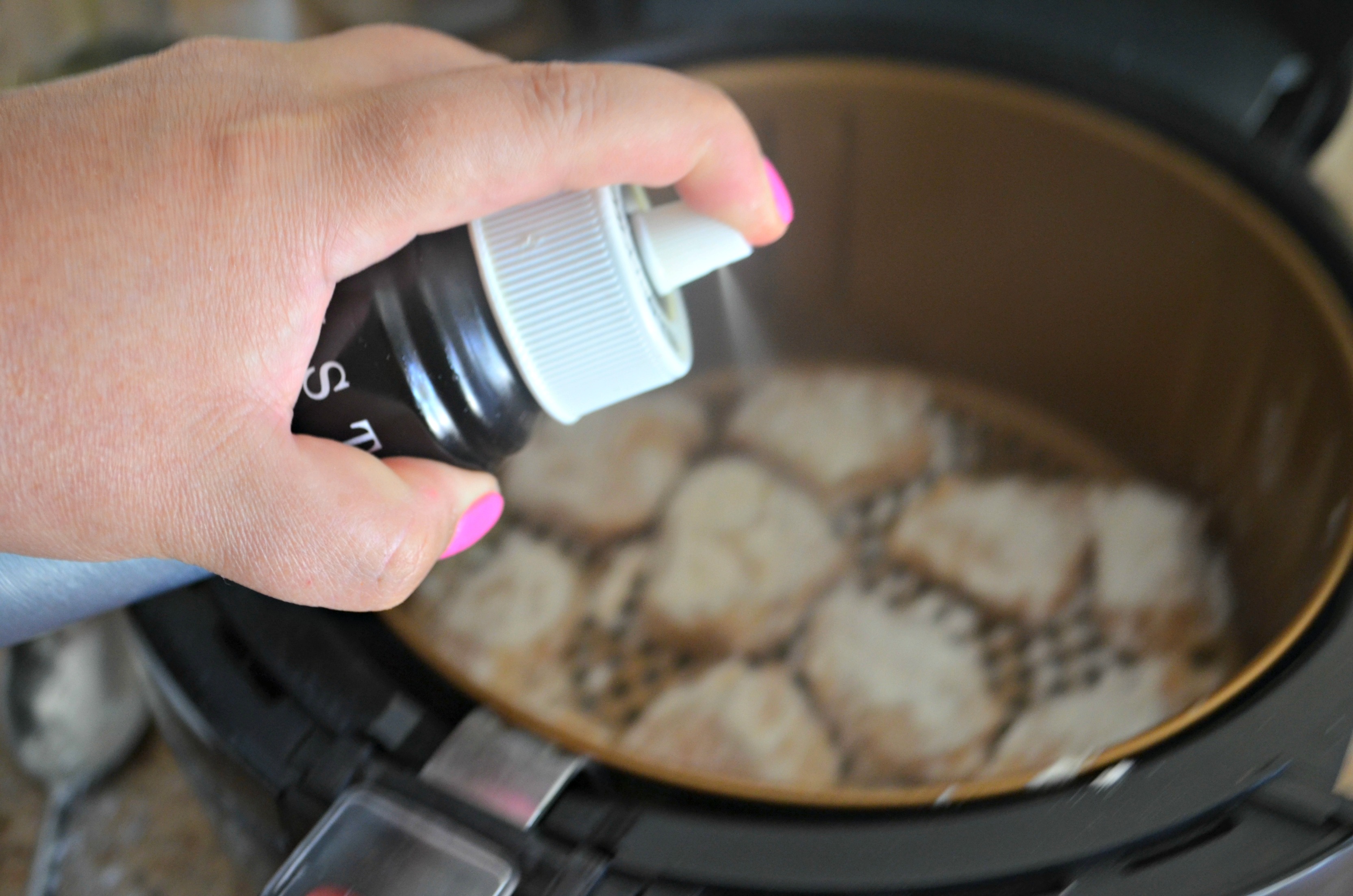 Use cooking mist, or you risk the chicken sticking to the pan.