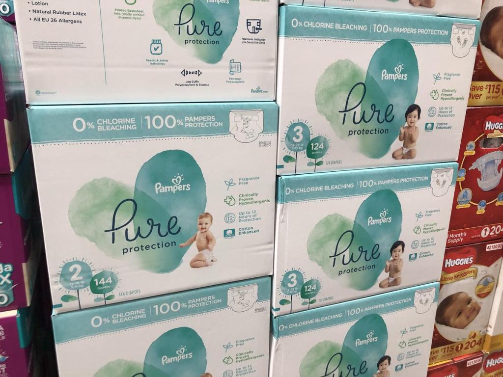 tower of pure pampers diapers