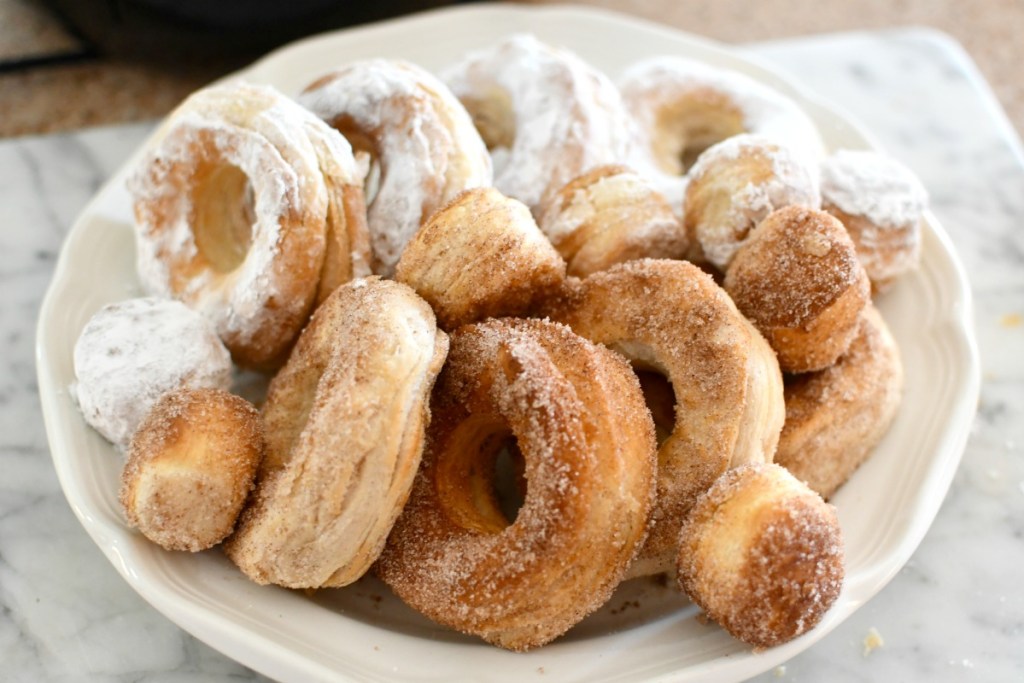 plate of air fryer biscuit donuts