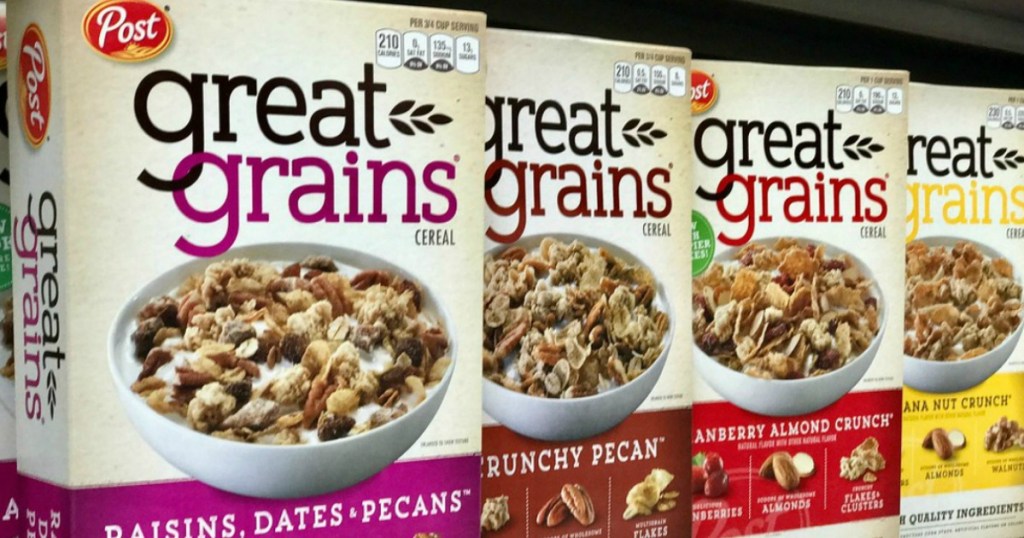 4 boxes of Post Great Grains cereal