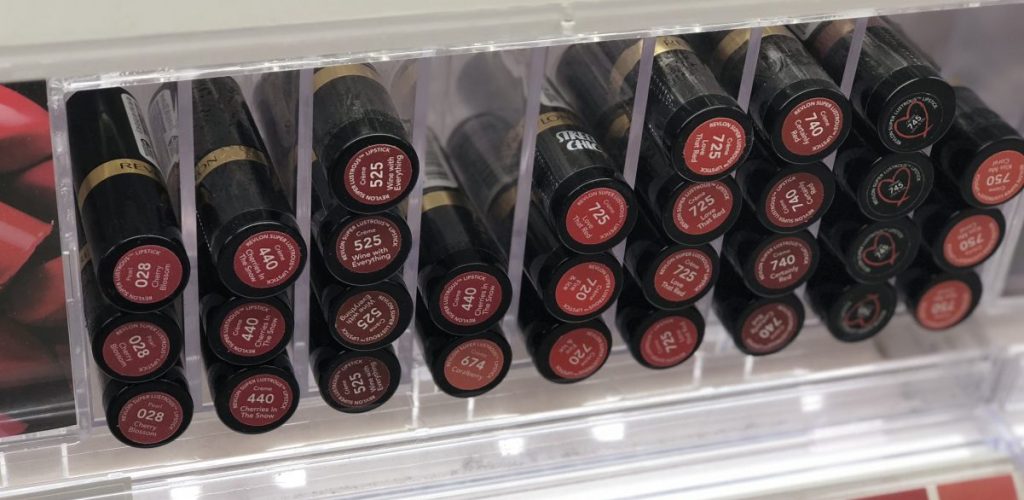 Revlon Super Lustrous Lipstick in display case