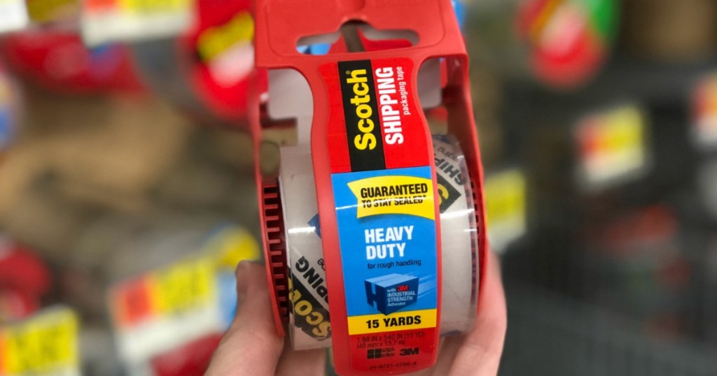 scotch heavy duty packaging tape held in store