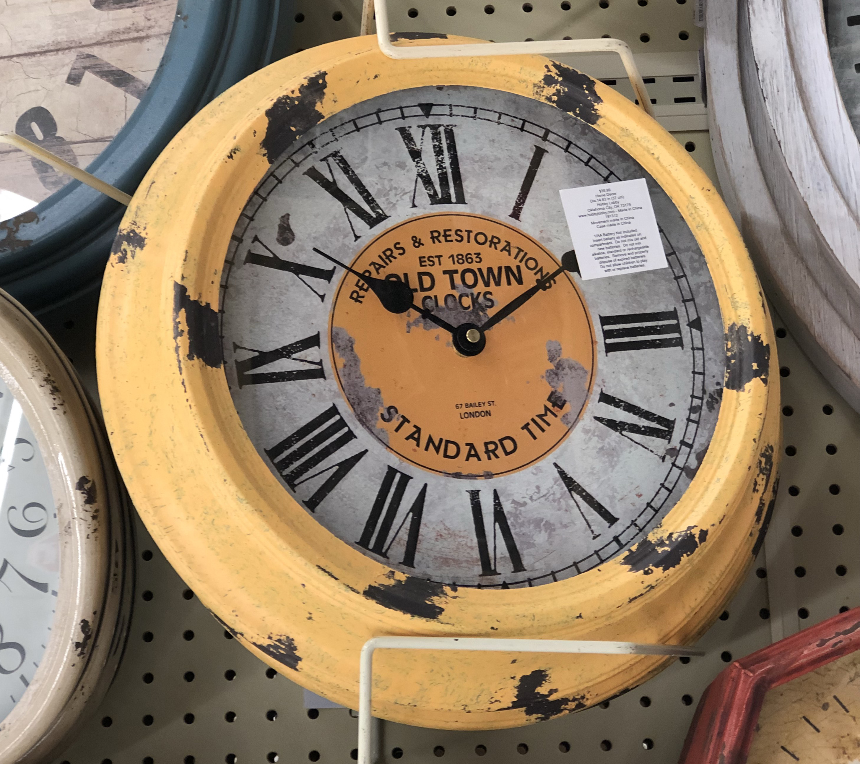 50 Off Wall Clocks At Hobby Lobby Including Farmhouse Styles   Yellow Clock 