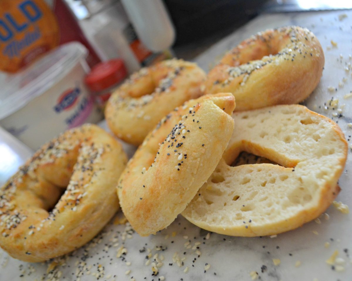You can even slice and toast these 2 ingredient air fryer bagels