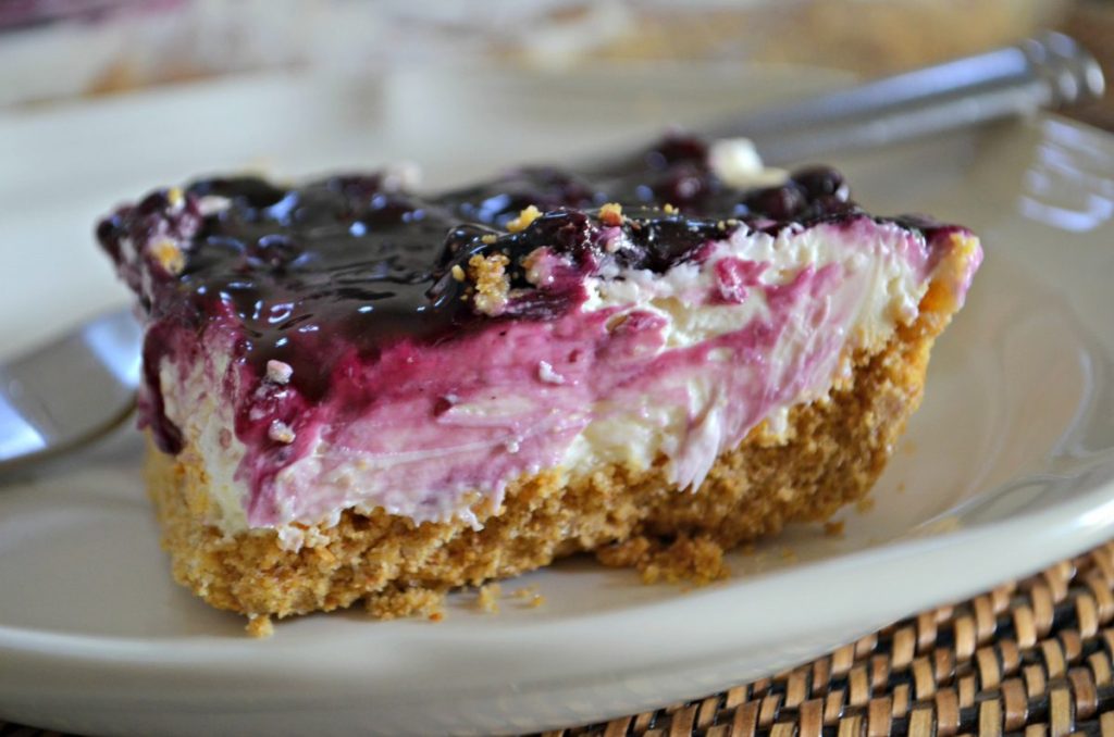 blueberry cheesecake on plate