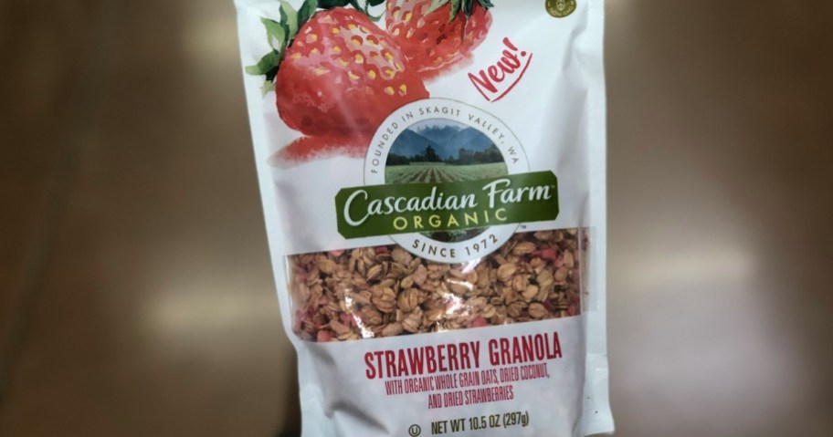 cascadian farms organic strawberry granola bag 