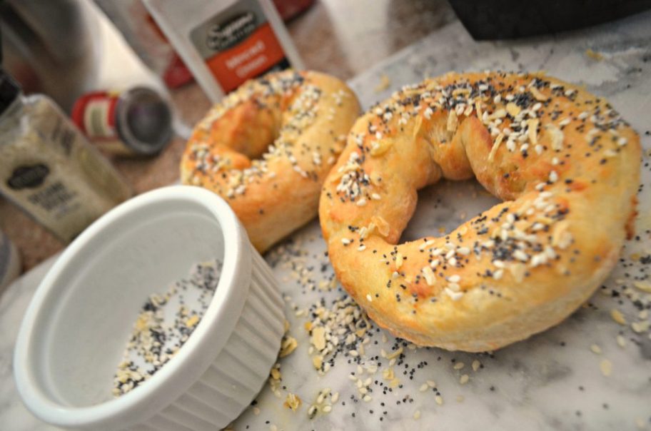 bagels with everything seasoning