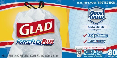 Amazon: FIVE Glad Tall Kitchen Bags 80-Count Boxes $41.25 Shipped (Only $8.25 Per Box)